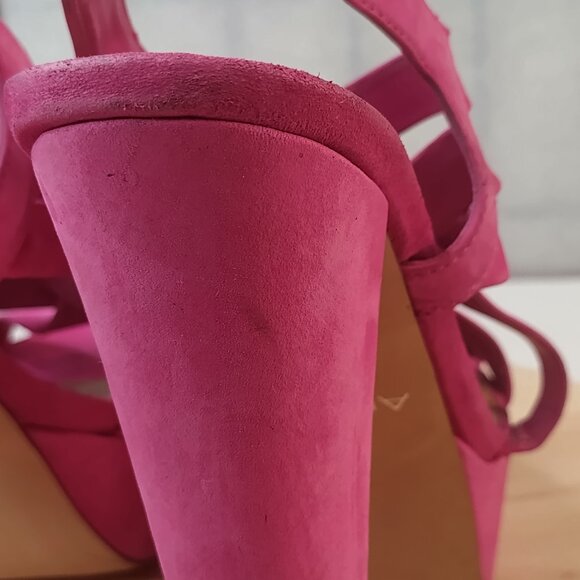 ALDO Suede Peep Toe High Heel Platforms Pink Fushia Women EU 38/ US 7.5 - Picture 8 of 15